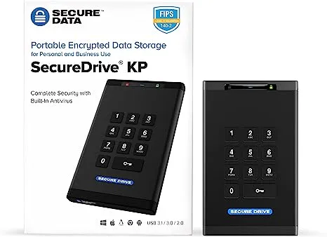 SecureData SecureDrive KP 8TB SSD HARDWARE ENCRYPTED External Drive  (SD-KP-12-BL8000GB-SSD )