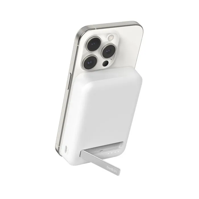 Belkin BoostCharge Pro 10000mAh Qi2 MagSafe Power Bank 白色連支架 (Qi2 15W, 1x USB-C, 1x 1M USB-C to C cable, BPD008btWH)