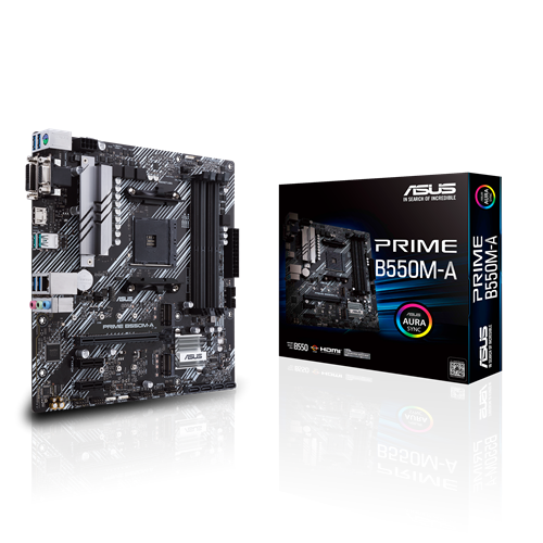 ASUS華碩 PRIME B550M-A B550 AMD AM4 (DDR4*4, NVMe PCIe 4.0 x4, RGB Header, HDMI, DVI, VGA, USB3.2 Gen2) m.ATX M/B