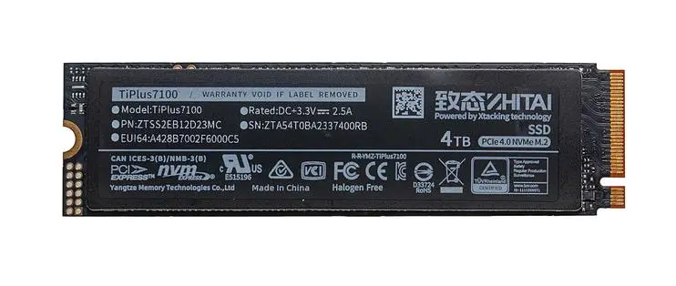 ZhiTai 致態 M.2 TiPlus 7100 4TB NVMe Gen4 SSD(R:7000,W:6000)