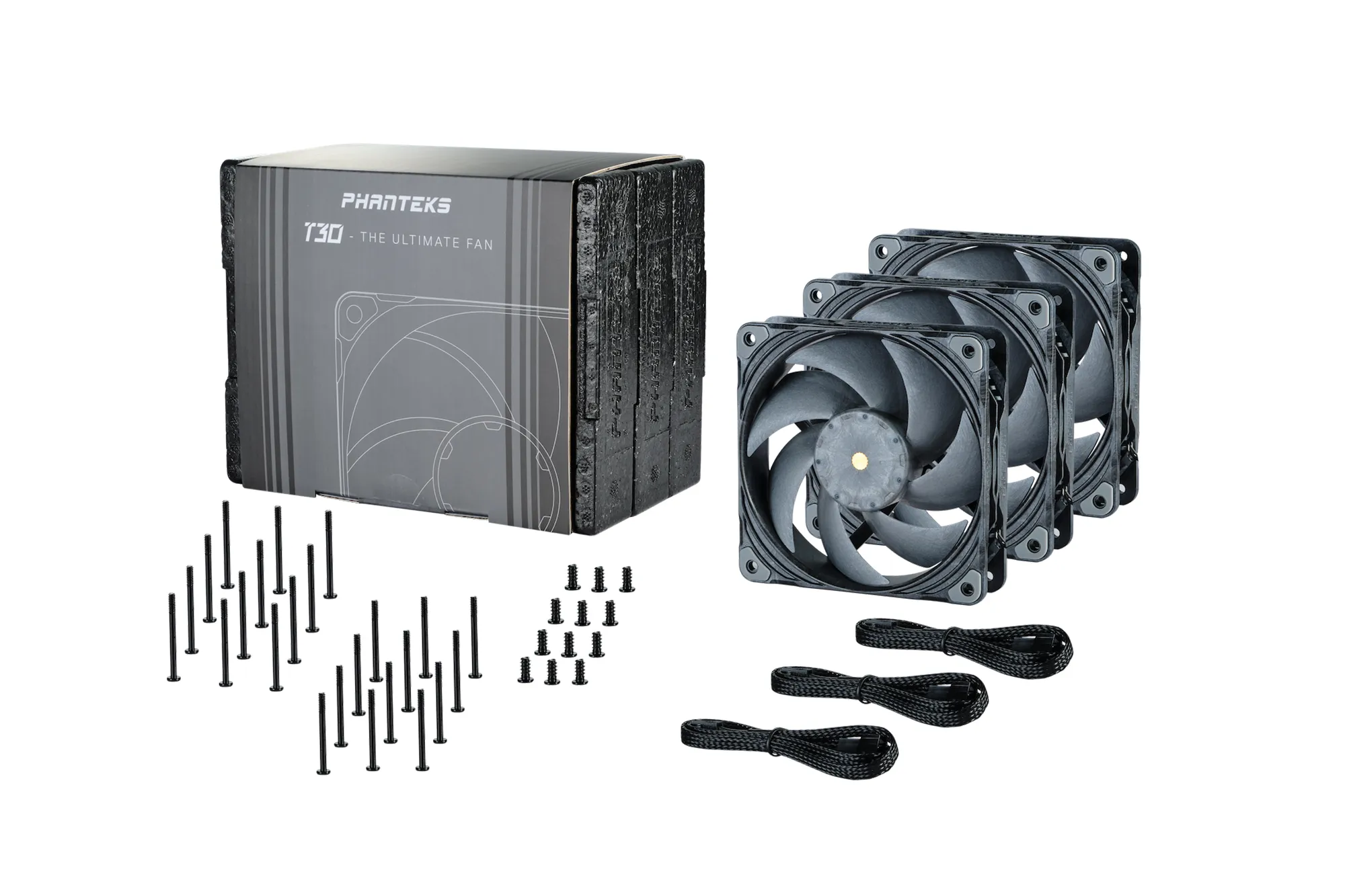 ［未使用］Phanteks T30 3個Pack Phanteks T30 120MM PWM Case Fan (3 in 1 Pack,PH-F120T30_BG_3P