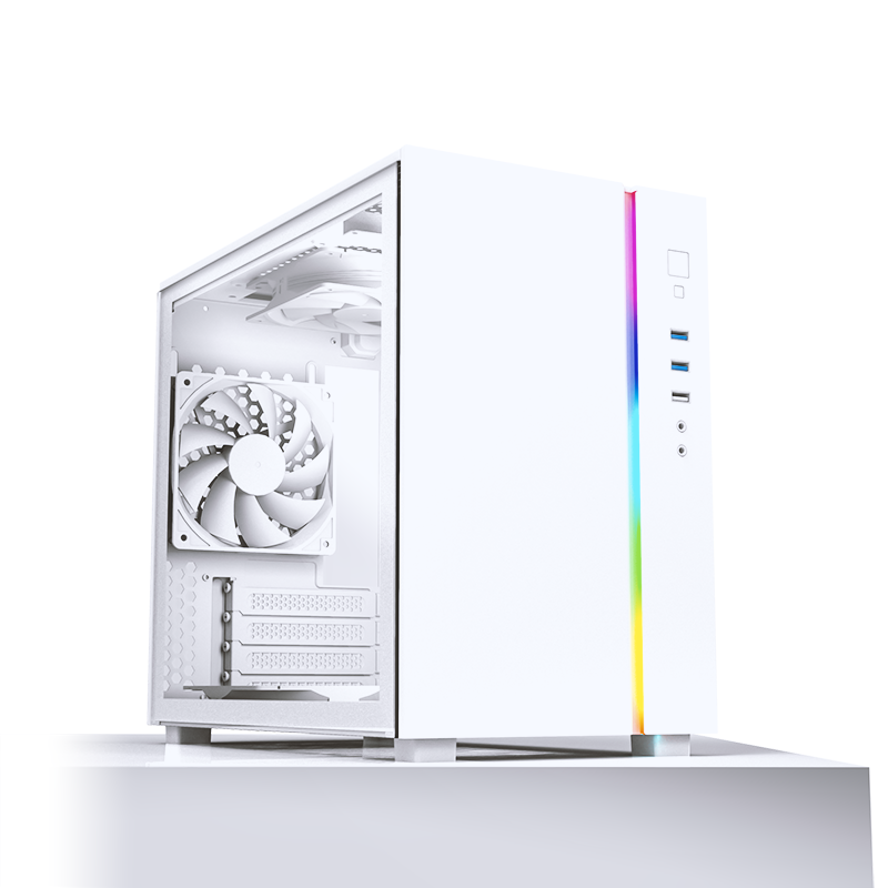 Montech SKY ONE MINI 純白版 mATX Tower Case (玻璃側板,ARGB LED燈條*1,120mm slient fan*3)