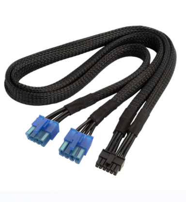 SilverStone PP12-PCIE 2 x PCIe 8 pin (PSU) to 12 pin (GPU) Power Supply Cable (for Nvidia RTX30 Card)