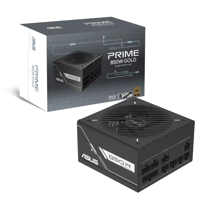 ASUS華碩 PRIME 850W Black 80 Plus Gold ATX 3.1 Fully Modular Power Supply (黑色, 8yr warranty, PRIME-850G)
