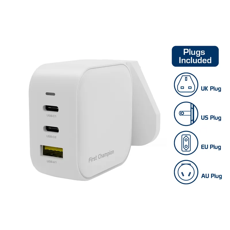 First Champion USB-C GaN 充電器 66W - with USB-C*2 PD + USB-A*1 (UTC366PD2C)