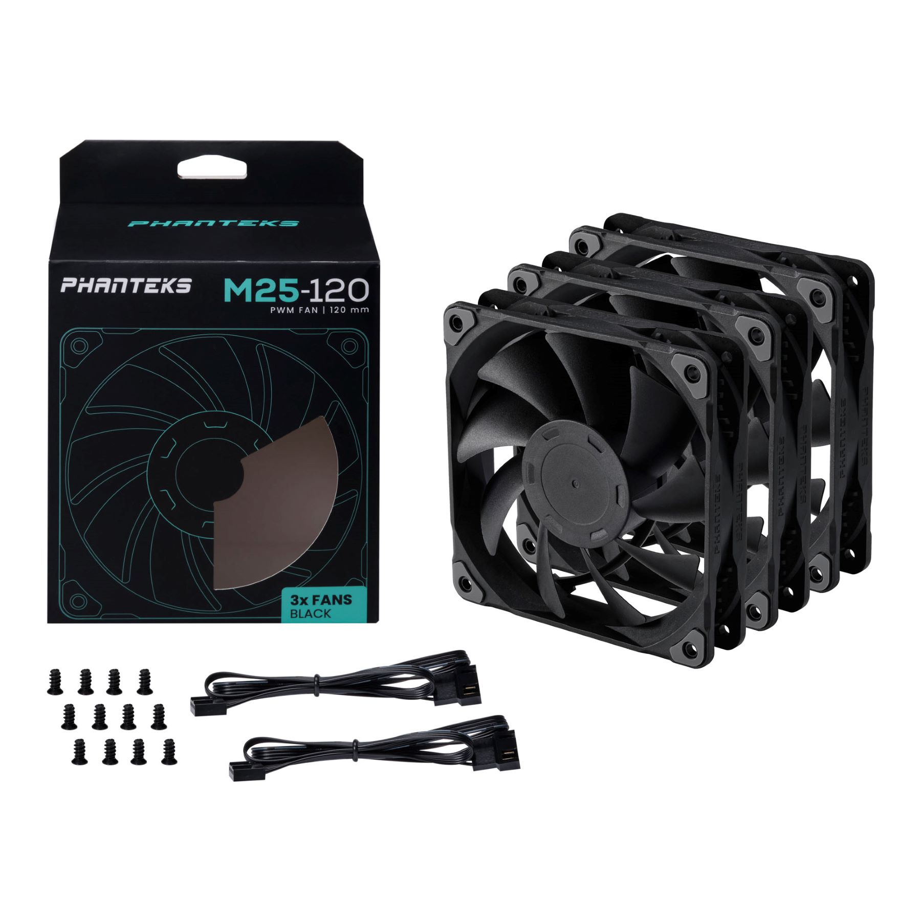 Phanteks M25 120MM PWM Case Fan (3 in 1 Pack,PH-F120M25PWM_BK01_3P)