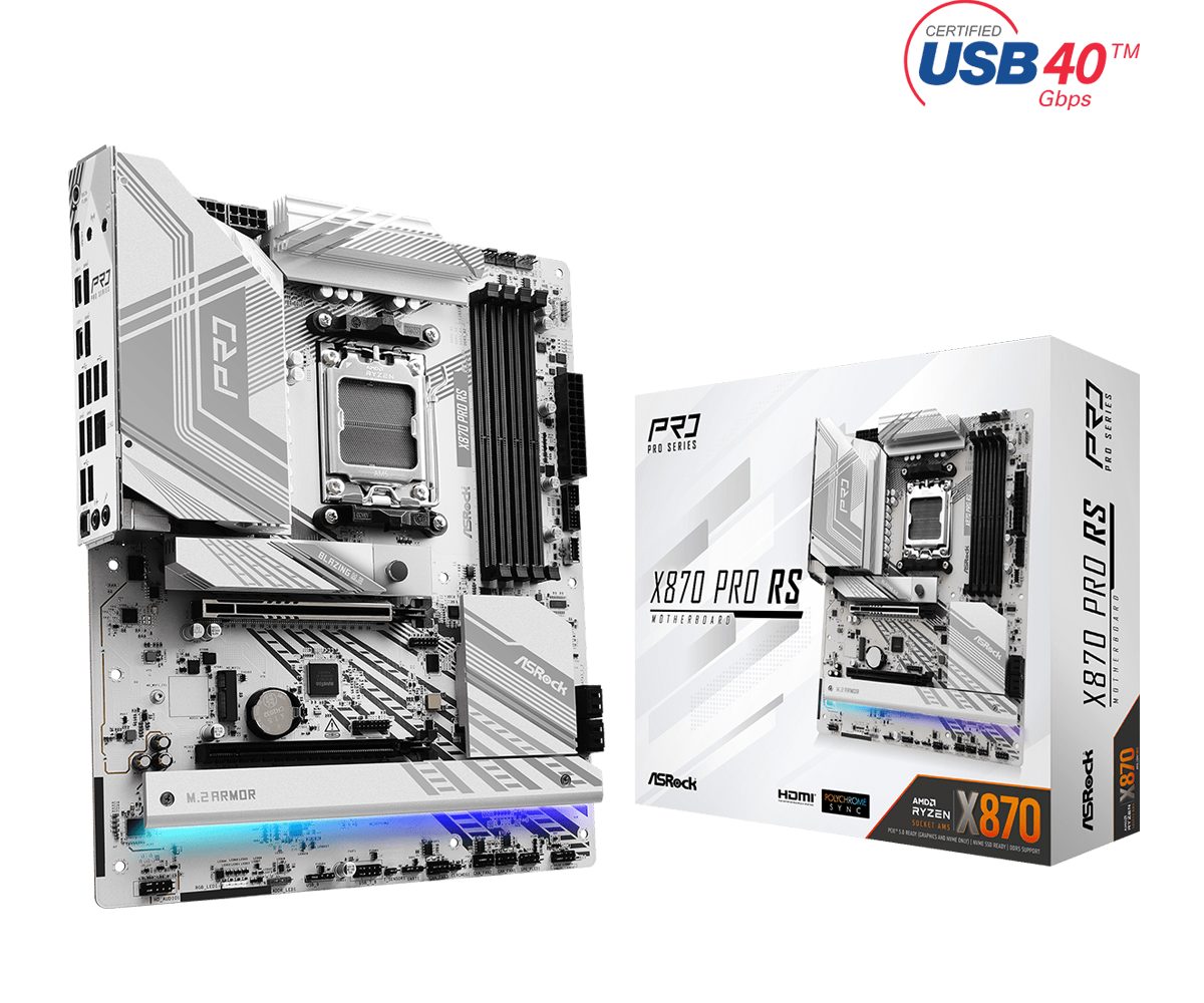 ASRock華擎 X870 Pro RS AM5 ATX MB, 2.5Gb LAN