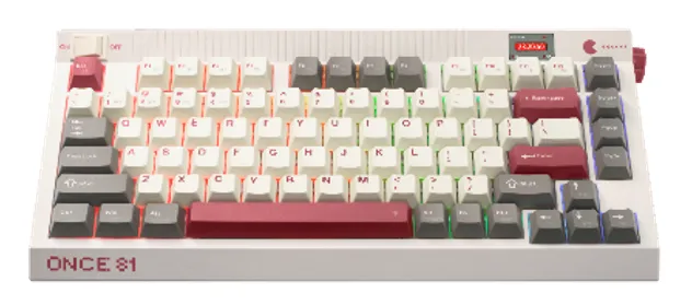 Thunderobot ONCE81 Red White 三模81鍵 Flame Switch 復古 Wireless Keyboard (綫線軸, USB-C/BT/2.4Ghz, 1.4
