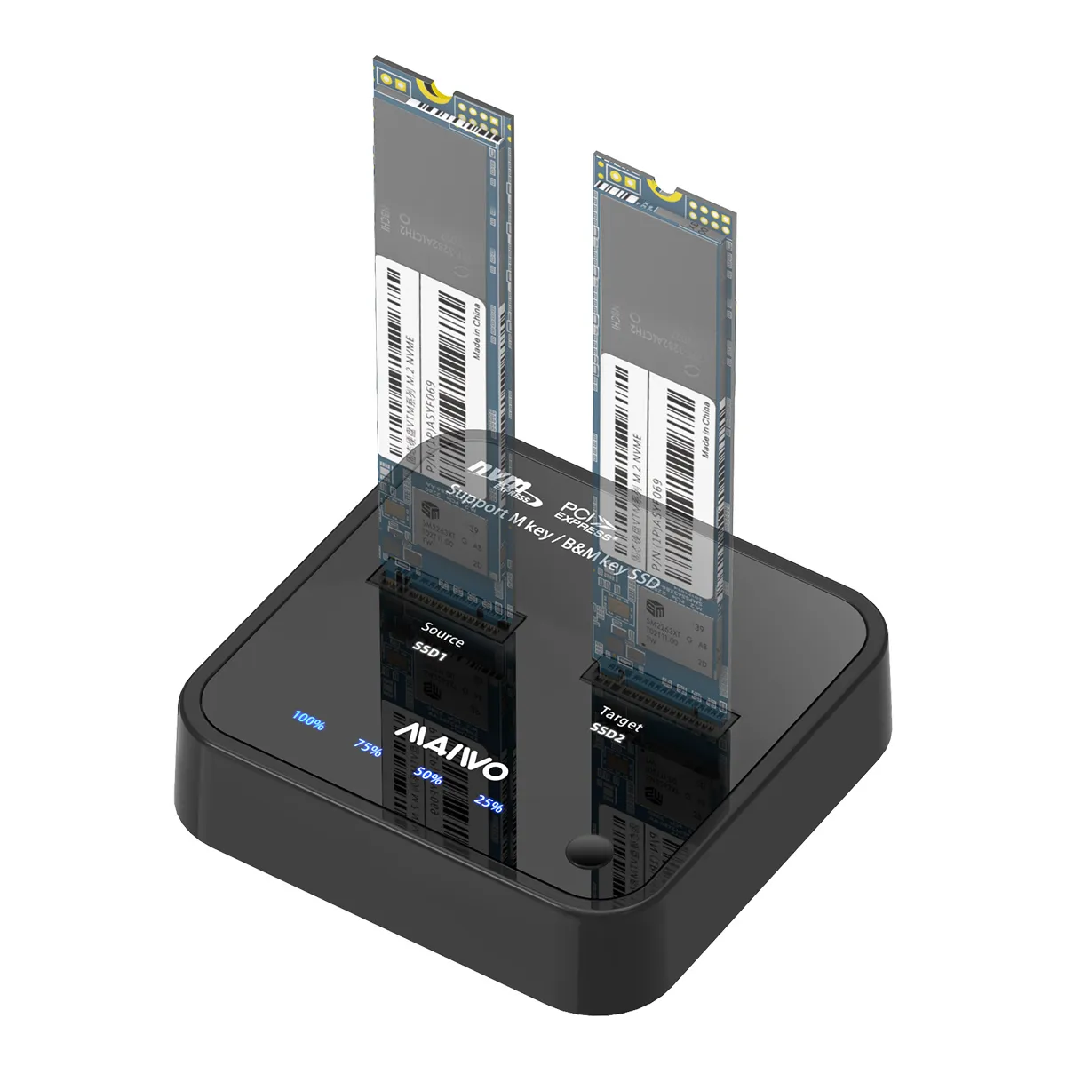 Maiwo 3016P2 Dual Bay NVMe SSD Duplicator USB3.2 20Gbp 外置SSD複製插座