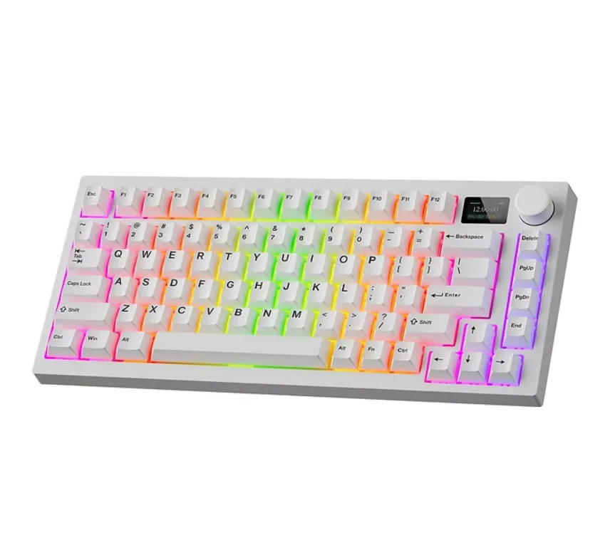 Tecware Spectre 75 RGB w/ LCD Wireless Mechanical Keyboard (White)(2.4G , BT, USB-C , Red Switch, TWKB-SP75LCD-WHCR)