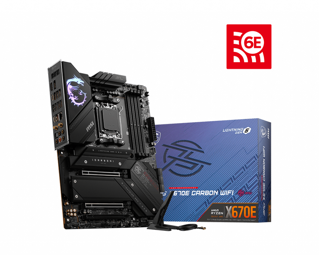 MSI微星 MPG X670E CARBON WIFI AM5 MB, 2.5Gbps LAN, WiFi 6E