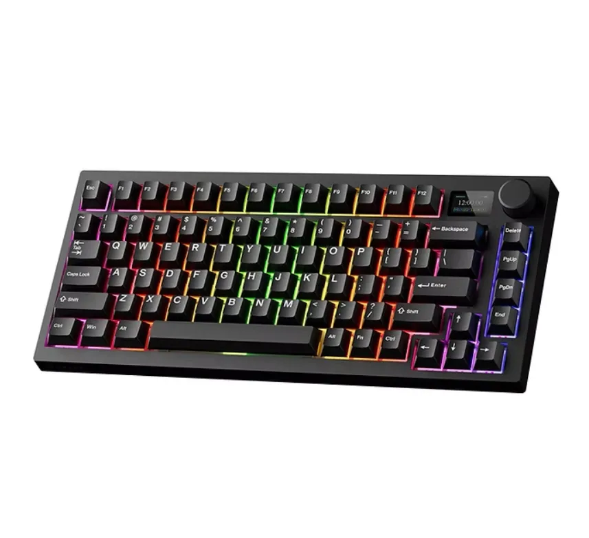 Tecware Spectre 75 RGB w/ LCD Wireless Mechanical Keyboard (Black)(2.4G , BT, USB-C , Blue Switch, TWKB-SP75LCD-BKKB)