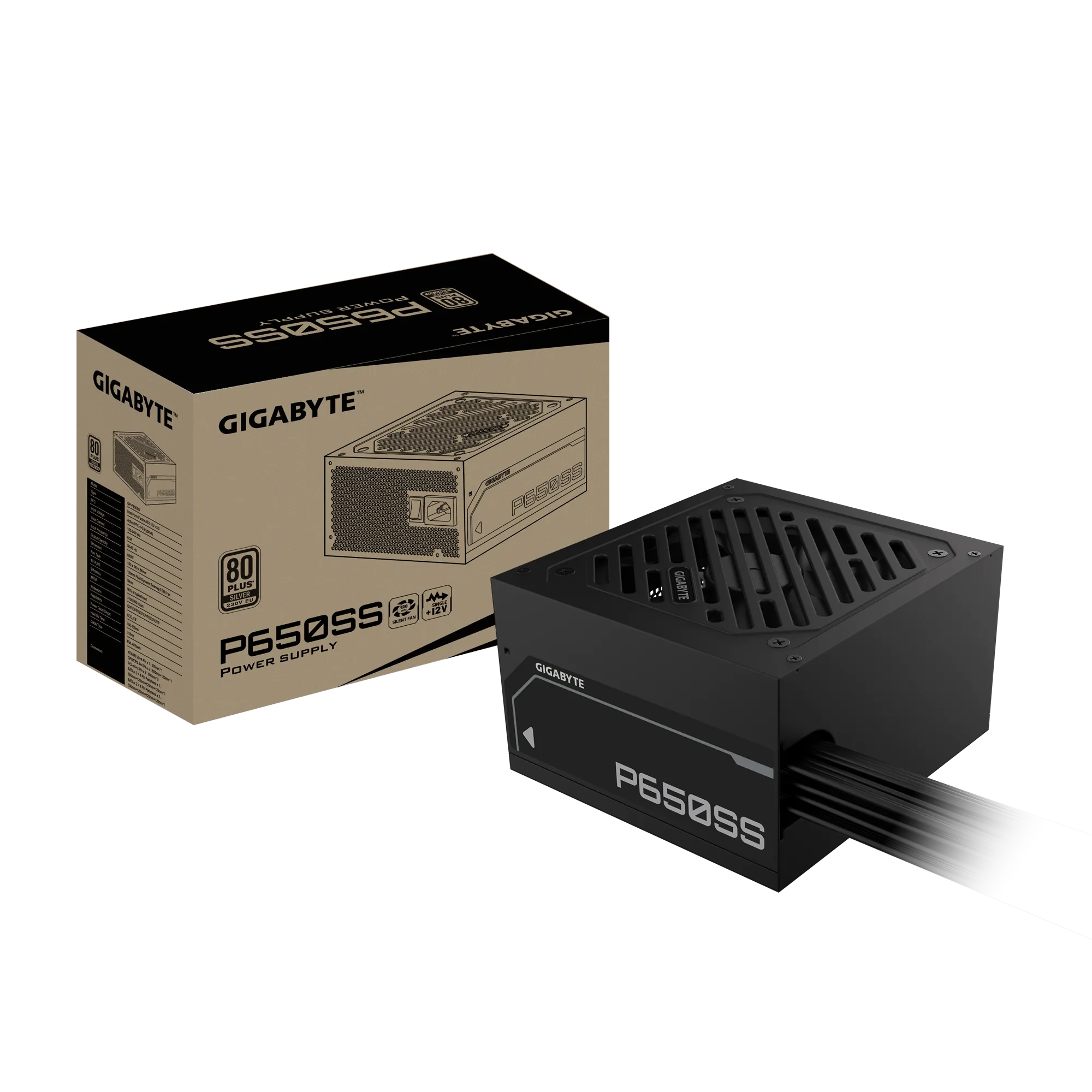 GIGABYTE技嘉 P650SS 650W Silver ATX Power Supply (GP-P650SS)
