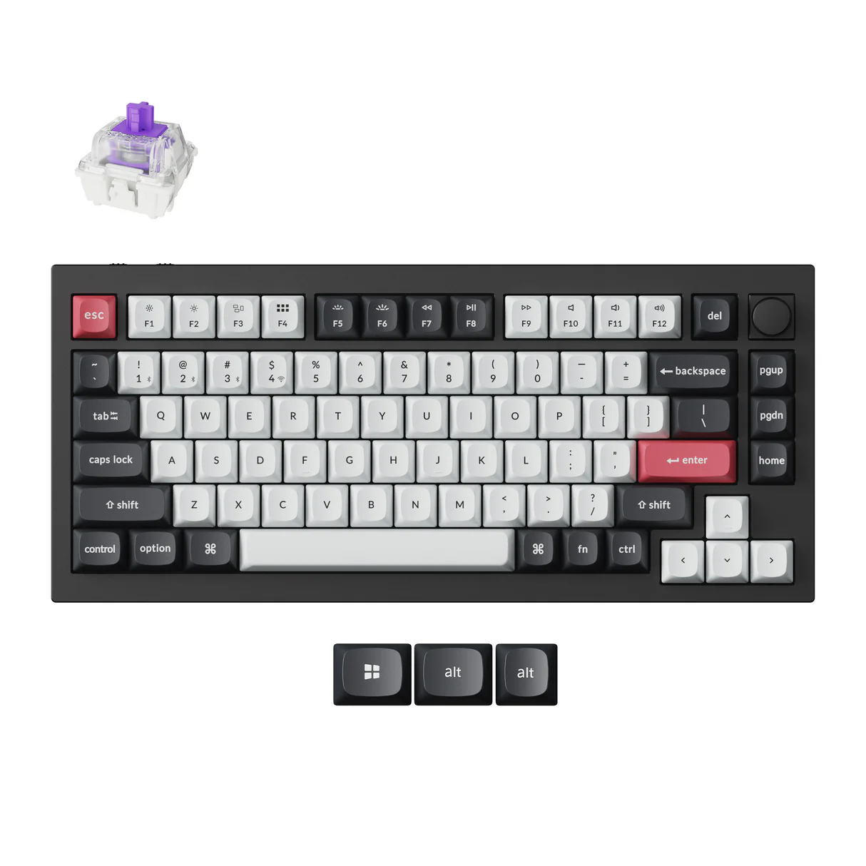 Keychron Q1 HE QMK Wireless Custom Keyboard (Carbon Black, Double-Rail Magnetic Nebula Switch, Q1H-M1)