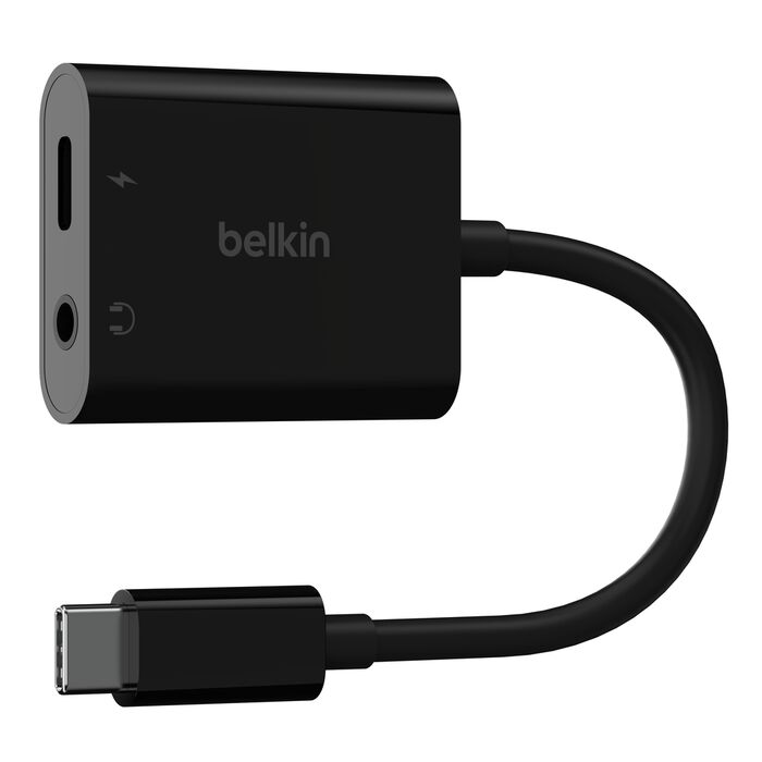 Belkin ROCKSTAR 3.5MM AUDIO + USB-C CHARGE ADAPTER (BLACK) (NPA004btBK)