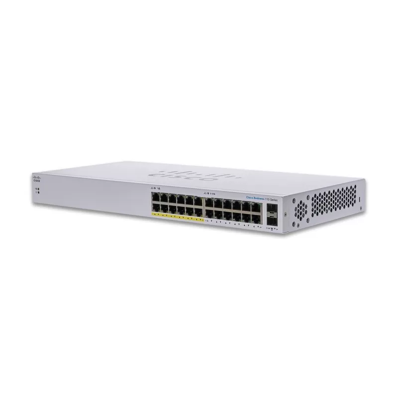 CISCO CBS110-24PP-UK Unmanaged 24-port Gigabit Switch,(12Ports PoE/100W), 2x1G SFP(Compo with Network)