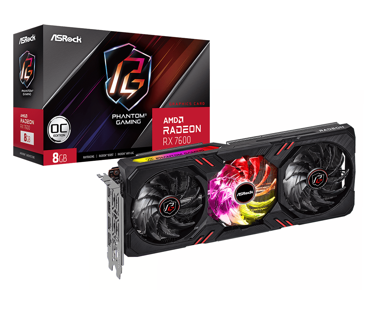 ASRock AMD Radeon RX7600 Phantom Gaming OC 8GB GDDR6
