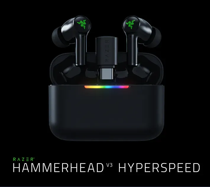 Razer Hammerhead V3 HyperSpeed Wireless Gaming Earbud (BT6.0, IPX4, 單耳5.6g, Hybrid ANC主動降噪, RZ12-05610100-R3A1)