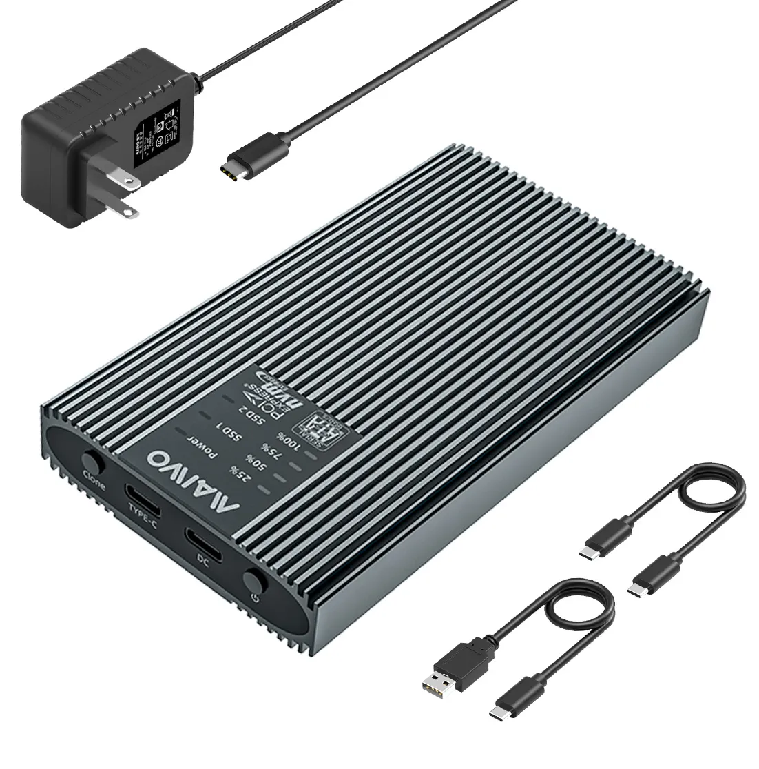 Maiwo K2022CL 2 Bay M.2/SATA/ Clone Enclosure Type C USB 3.2 Docking Station (w/SD Express Card Base)