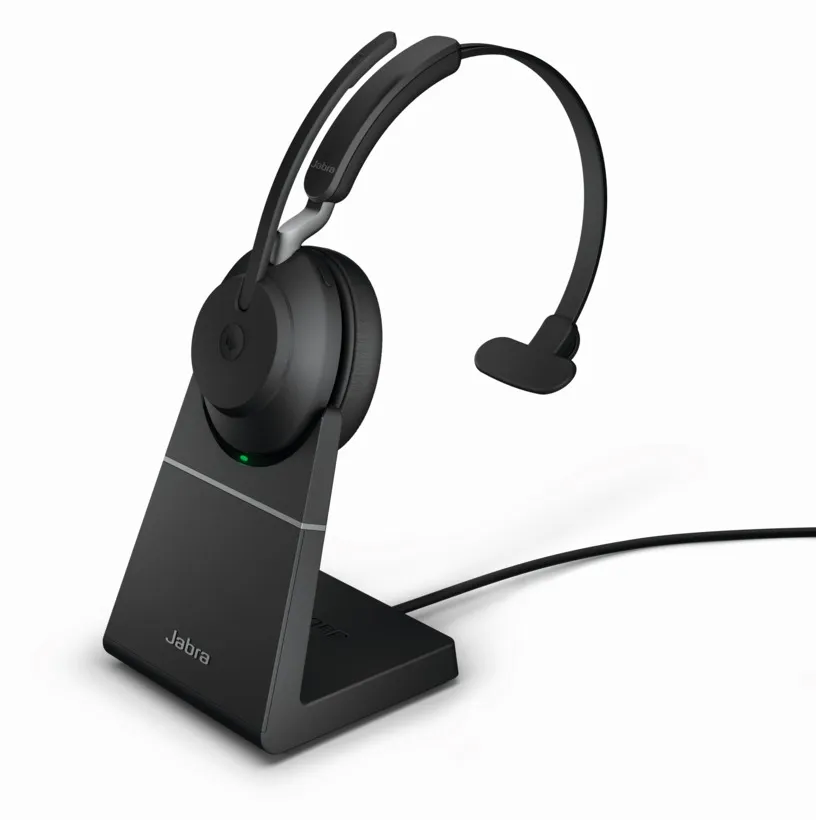 Jabra Evolve2 65 Black Wireless Bluetooth On Ear Headset with Charging Stand (Part No.: 26599-899-989)