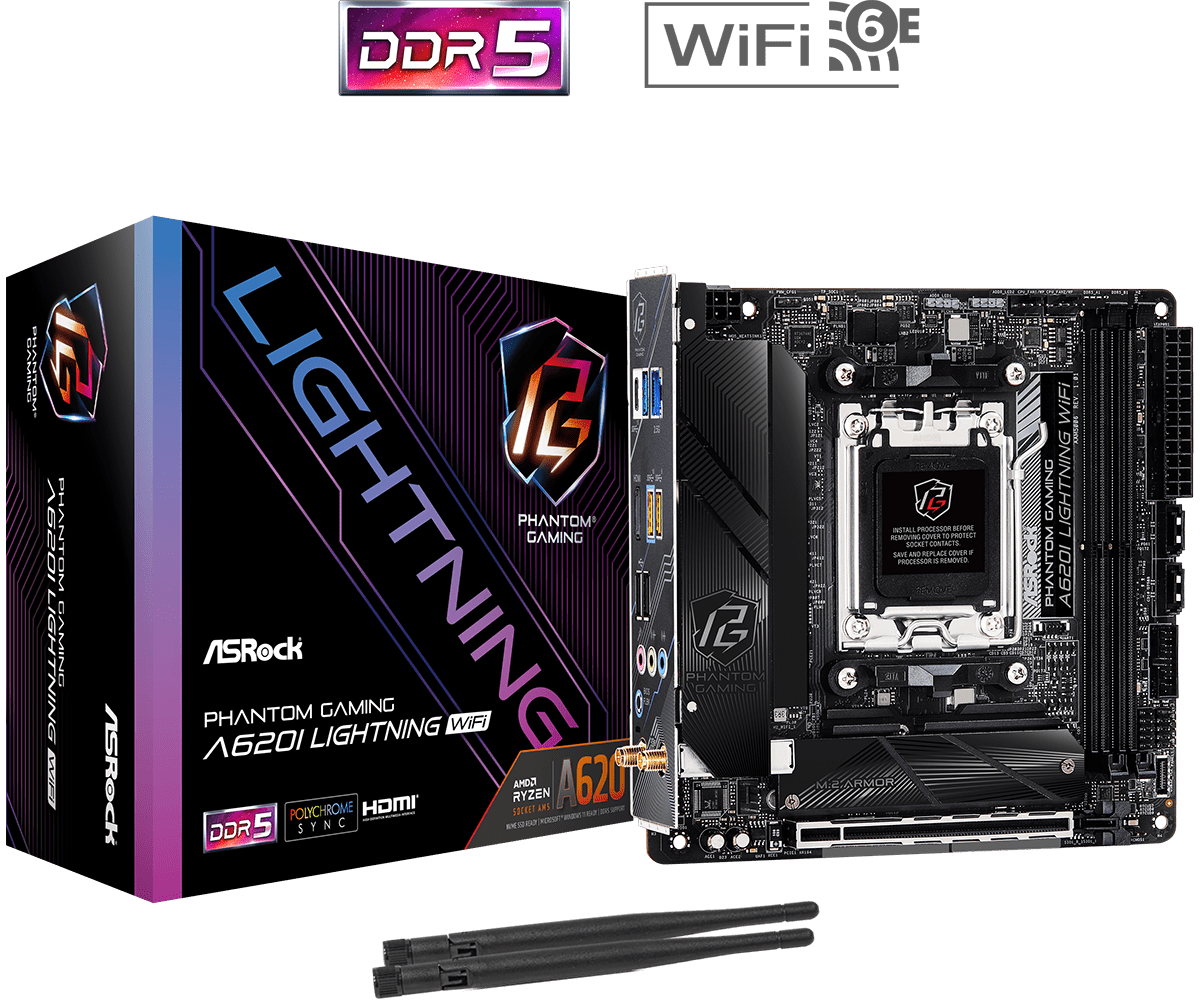 ASRock華擎 A620I LIGHTNING WIFI AM5 iTX Main Board