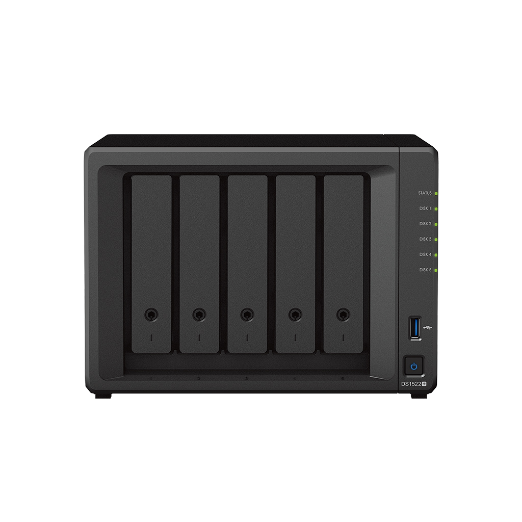 Synology DiskStation DS1522+ 漢科行貨 5Bay NAS (AMD Ryzen R1600,8GB ECC, M.2*2, GIGA Lan*4)