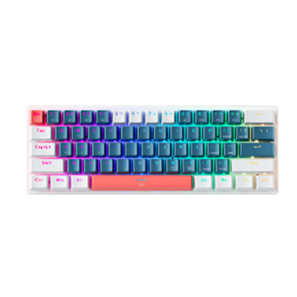 Machenike K500 61鍵 RGB機械鍵盤 Show White 青軸 Keyboard (Blue Switch, KB-MK5B6BR)