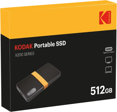 Kodak 柯達 X200 512GB USB 3.1 Portable SSD  (R:450/W:420MB/s, EKSSD512GX200K)