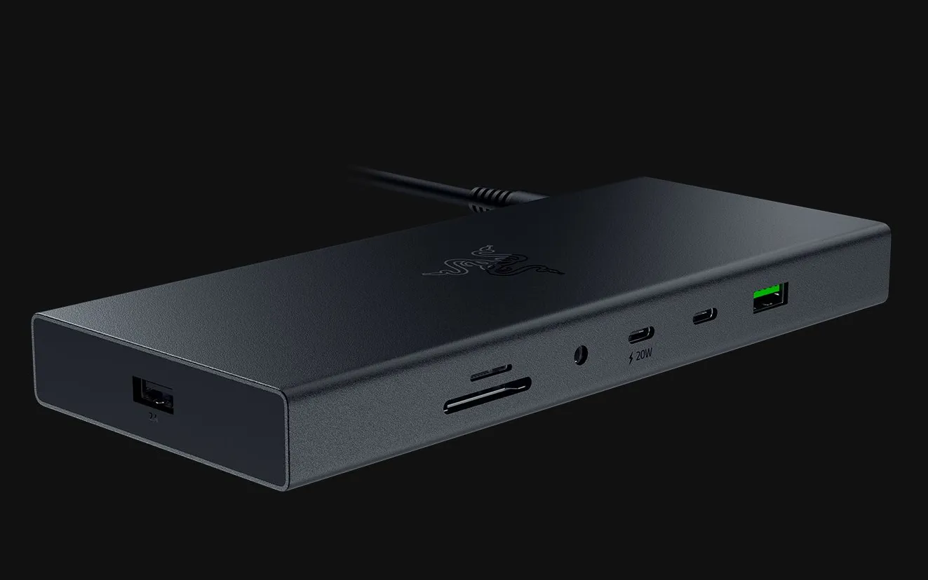 Razer USB 4 Dock 黑色 USB Type C 14-in-1 Multiport adapter (DP/HDMI@4K 120Hz, Dual Mon, w/180W power supply, RC21-02280100-R3W1)