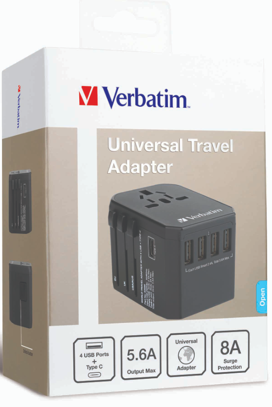 Verbatim 5 Port 5.6A Universal Travel Adapter (#65686)
