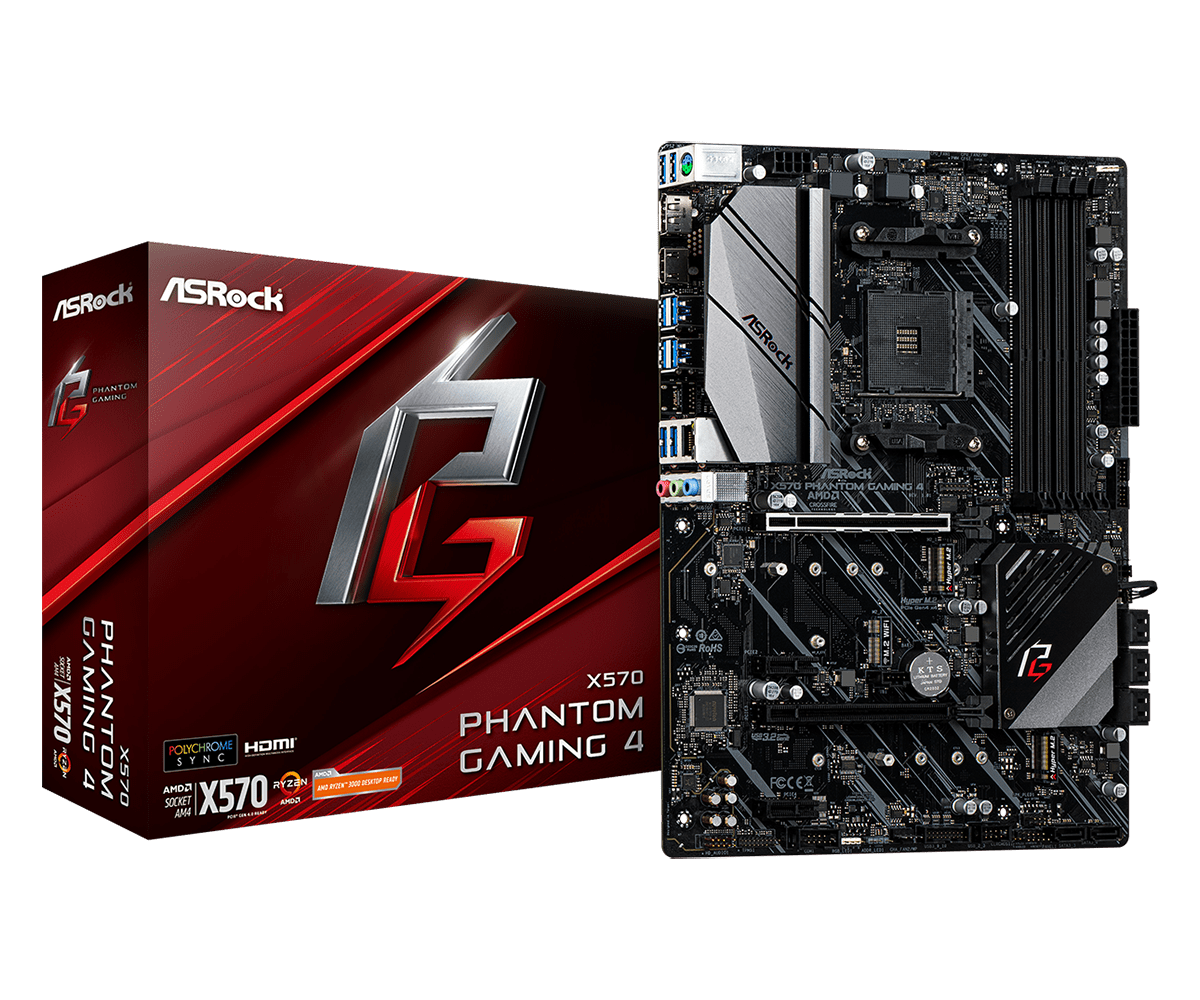 ASRock華擎 X570 Phantom Gaming 4 AM4 ATX M/B (DDR4*4,M.2,RGB,Intel GigaLan,USB3.2,HDMI,DP)