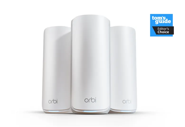 Netgear Orbi RBE873 Mesh WiFi 7 System Kit (3-Pack, Tri-band BE21000, Router 10G Wan, 2.5G Lan x4)