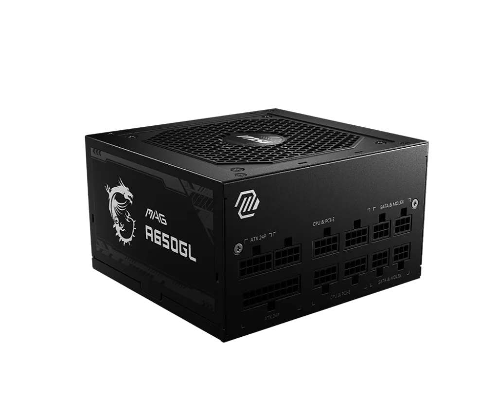 MSI微星 MAG A650GL PCIE5 ATX3.0 650W 80PLUS Gold ATX Full Modular Power Supply 80PLUS 金牌(PS-MPA65GL, 7yr warranty)