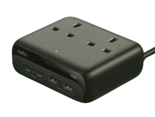 Belkin 6 in 1 70W 1.5M  Charging Station (2-Outlet, 2 USB-A, 2 USB-C, SRZ001my1.5M)